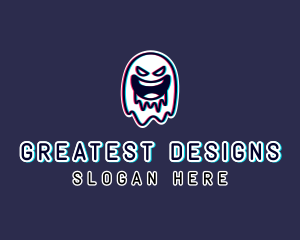 Glitch Horror Ghost Gaming logo design