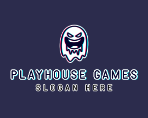 Glitch Horror Ghost Gaming logo design