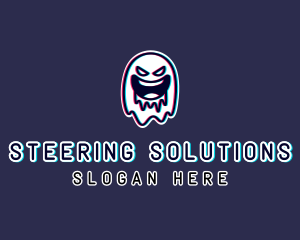 Glitch Horror Ghost Gaming logo design