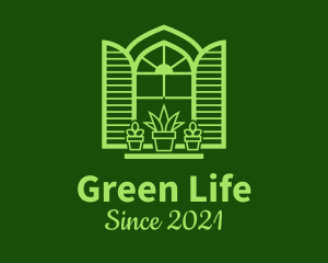 Green Window Plant logo design