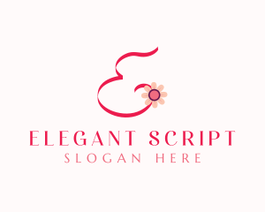 Pink Flower Letter E logo design