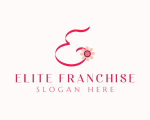 Pink Flower Letter E logo design