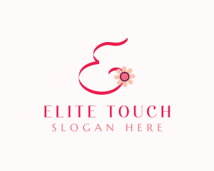 Pink Flower Letter E logo design