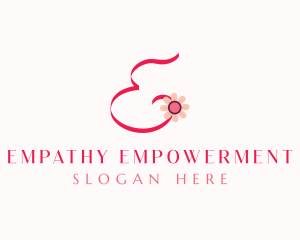 Pink Flower Letter E logo design