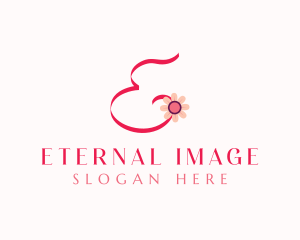 Pink Flower Letter E logo design