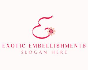 Pink Flower Letter E logo design