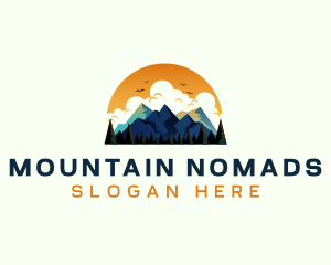 Mountain Sunset Hiking logo design