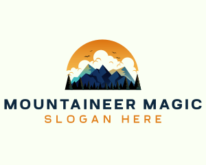 Mountain Sunset Hiking logo design