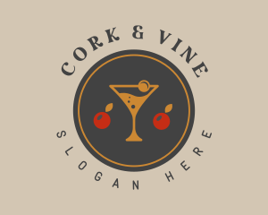 Cocktail Cherry Drink logo design