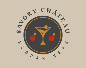 Cocktail Cherry Drink logo design