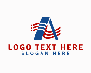 Flag America Letter A Logo