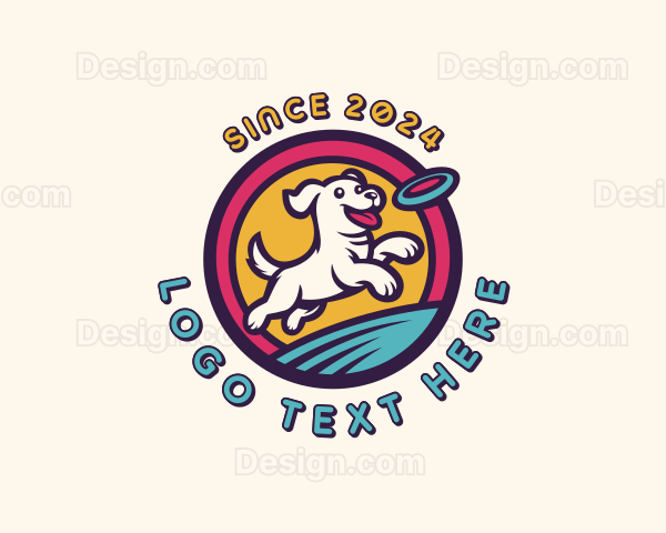 Frisbee Dog Puppy Logo