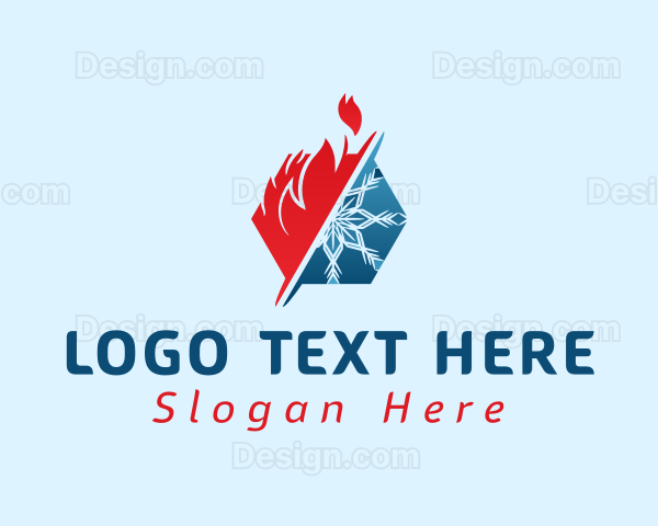 Hexagon Flame Snowflake Logo