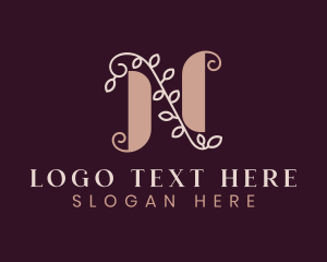 Wedding Floral Letter N  logo