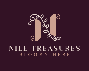 Wedding Floral Letter N  logo design