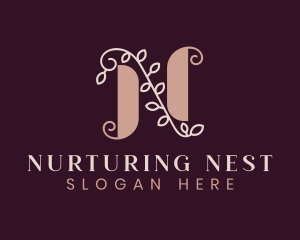 Wedding Floral Letter N  logo design