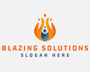 Flaming Gas Fire Energy logo design