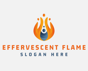 Flaming Gas Fire Energy logo design