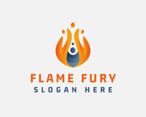 Flaming Gas Fire Energy logo design