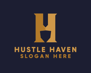 Golden Letter H logo design