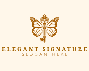 Elegant Butterfly Wings Key logo design