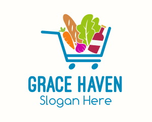 Grocery Food Cart Logo