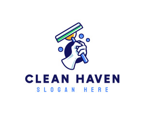 Cleaning Glove Squeegee logo design