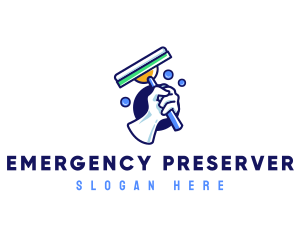 Cleaning Glove Squeegee logo design