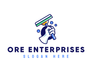 Cleaning Glove Squeegee logo design