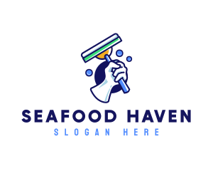 Cleaning Glove Squeegee logo design