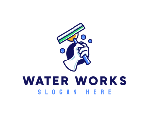 Cleaning Glove Squeegee logo design