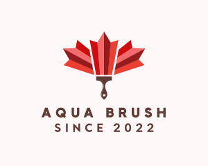 Maple Leaf Paint Brush logo design