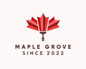 Maple Leaf Paint Brush logo