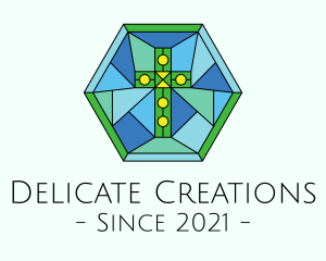 Religious Cross Stained Glass logo design