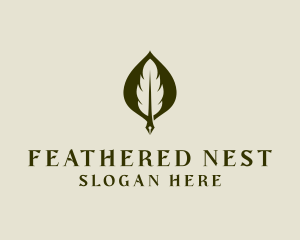 Feather Leaf Pen logo design