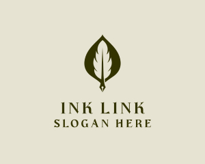 Feather Leaf Pen logo design