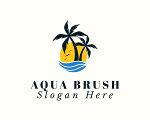 Aqua Tropical Island logo design