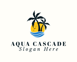 Aqua Tropical Island logo design