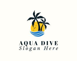 Aqua Tropical Island logo design