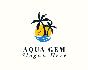 Aqua Tropical Island logo design