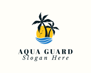 Aqua Tropical Island logo design