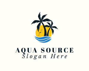 Aqua Tropical Island logo design