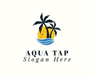 Aqua Tropical Island logo design