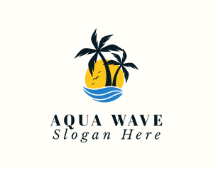 Aqua Tropical Island logo design