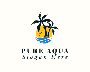 Aqua Tropical Island logo design