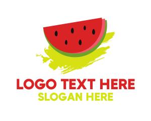 Watermelon Fruit Brushstroke logo design
