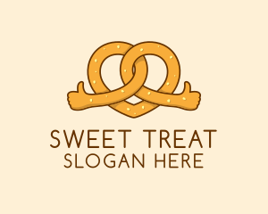 Pretzel Bread Hands  logo design