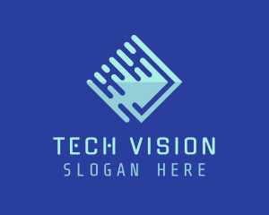 Blue Futuristic Technology logo design
