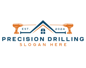 Drill Roofing Construction logo design