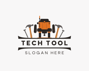 Wood Router Carpentry Tool logo design